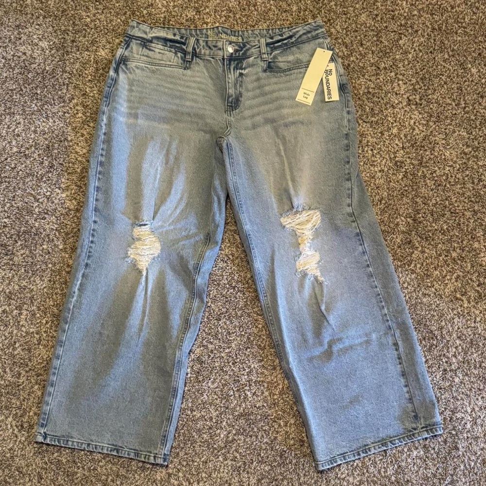 No Boundaries Light Blue Distressed Boyfriend Jeans